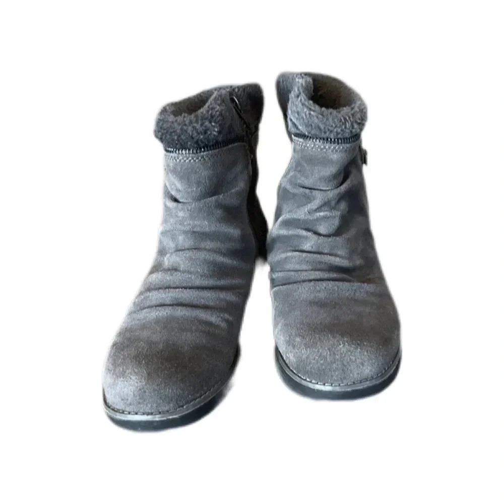 BareTraps Gray Suede Leather Faux Fur Larkspur Women’s Ankle Boots 7M - Picture 7 of 15